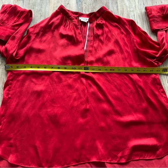 Zadig & Voltaire Tink Satin V-Neck Long Sleeve Blouse SZ Large Red Designer READ - Picture 8 of 9